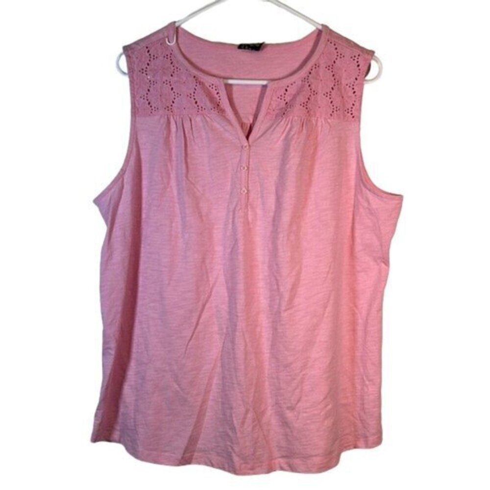 Como Vintage Pink Sleeveless Lace Embroidered Blouse Top Shirt XL NWT #0934-AZ